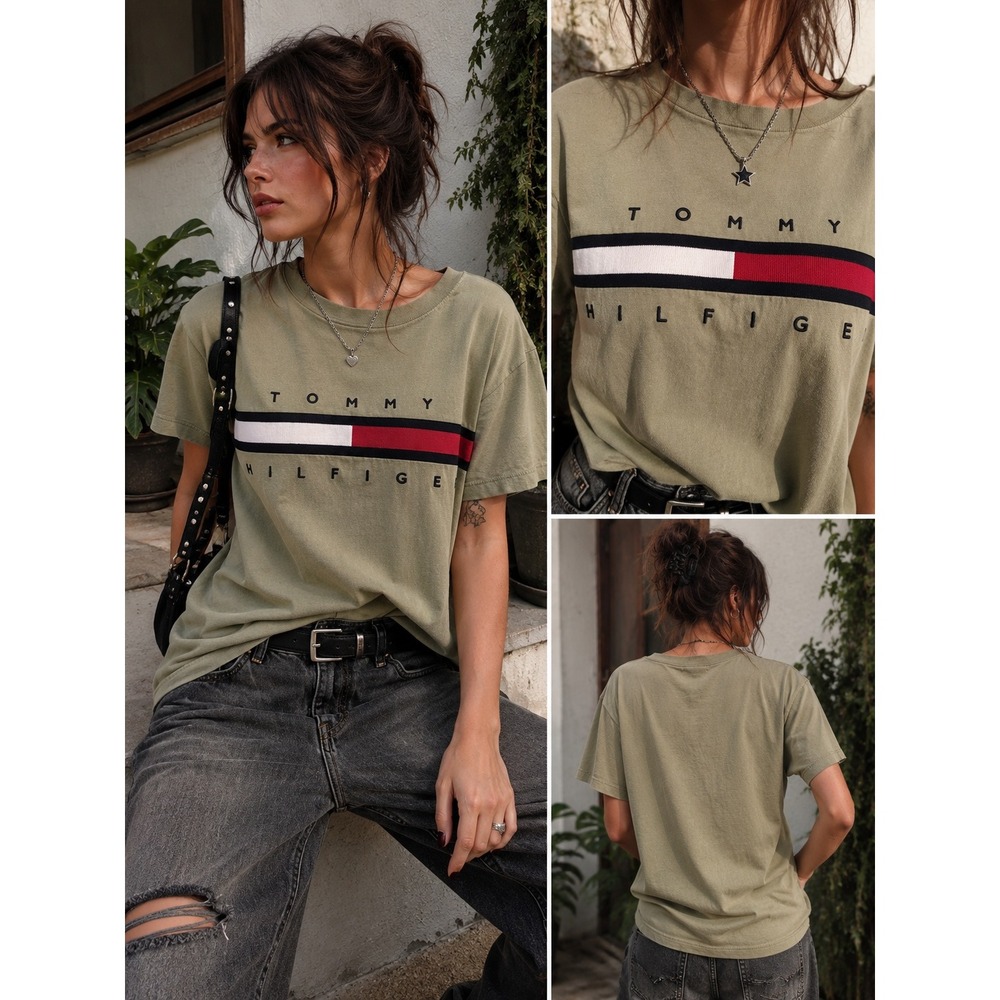 Tommy Hilfiger Olive Logo Crewneck Tee‎